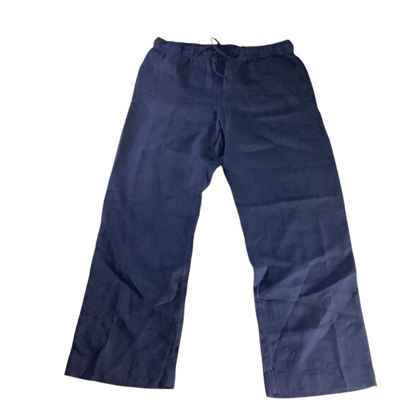 Charter Club Women’s Petite Linen Pants Intrepid Blue Size PL Elastic Waistband - Picture 1 of 16